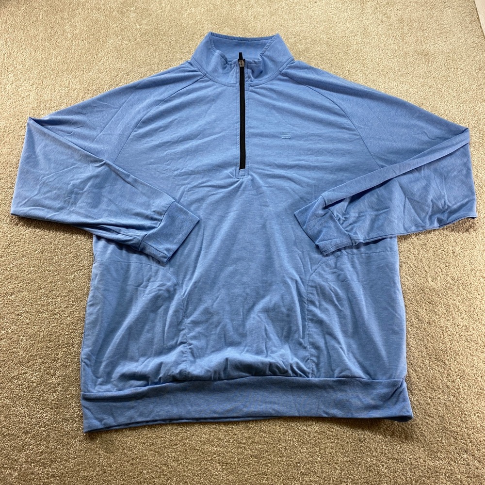 Three Sixty Six Quarter‎ Zip Pullover Mens XL Blue Heathered Golf Stretch Top